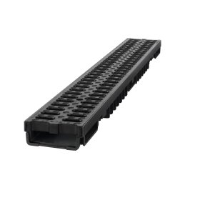 Latakas plastikinis BIELBET, Matmenys 1000 x 130 x 105 mm Su plastikinėmis grotelėmis, juodas Apkrova - 1,5 t