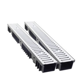 Latakas plastikinis BIELBET, Matmenys 1000 x 130 x 105 mm Su cinkuotomis grotelėmis, juodas Apkrova - 1,5 t