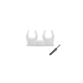 Plastikinis vamzdžio laikiklis AQUER, dvigubas, d15, 15AK, 10 vnt, U215