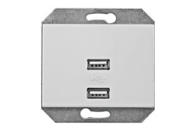Kištukinis lizdas VILMA XP500, 2xUSB, įleidžiamas, baltos spalvos, 5V DC 3,4 A b/r, USB-3,4A-02