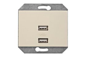 Kištukinis lizdas VILMA XP500, 2xUSB, įleidžiamas, smėlio spalvos, 5V DC 3,4 A b/r, USB-3,4A-02