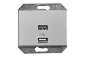 Kištukinis lizdas VILMA XP500, 2xUSB, įleidžiamas, metalo spalvos, 5V DC 3,4 A b/r, USB-3,4A-02