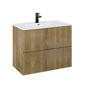 Vonios spintelės komplektas ELITA Set Asano 80, 65,3 x 80,8 x 46 cm, apatinė, pakabinama, su praustuvu, frezuota, natūralaus ąžuolo spalvos, 2DR, 169500