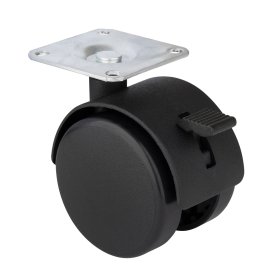 Dvigubas ratukas WALTECO, d-50 mm, su plokštele, su stabdžiu, apkrova 45 kg