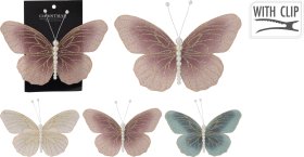 Kalėdinė dekoracija Drugelis, 3 vnt., su segtuku, 3 skirtingos sp., 18 x 12 x 1,5 cm