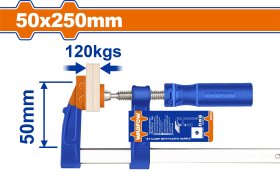 Staliaus spaustuvas WADFOW, F-formos, plastikinė rankena, 50x250 mm WCP2153