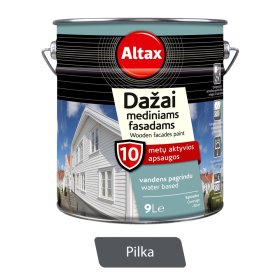 Vandeniniai dažai ALTAX, mediniams fasadams, pilka, 9 l