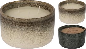 Kvapni žvakė keramikiniame indelyje, 2 kvapai ir spalvos, 12 x 7 cm