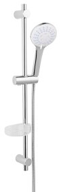 Dušo komplektas FERRO Nessa N350B, komplekte 80 cm stovas, slankiojantis dušo laikiklis, 3 funkcijų dušo galvutė D-10,8 cm, 150 cm žarna, chromuotas