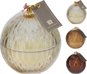 Kvapni žvakė Kalėdų žaisliukas, stiklas, įvairių kvapų, 11,5 x 11,5 x 12 cm