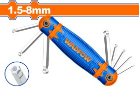 Šešiakampių raktų su rutuline galvute rinkinys WADFOW, sulankstomi, Cr-V, 1.5-8 mm, 8 vnt., WHK2281