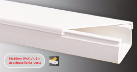 Kanalas kabeliui SERT PLASTIK Sert02516 Adhesive, lipnus, 2 m, PVC,  25 x 16 mm, baltos spalvos