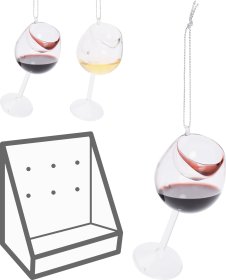 Eglutės žaisliukas Vyno Taurė, baltos arba raudonos sp., 47 x 47 x 104 mm