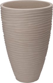 Plastikinis lauko vazonas, ovalus, kreminės sp., 40 x 60 cm