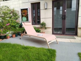 Lauko gultų komplektasNOVELLY HOME RY-KD-22-L004, 2 vnt., iš plieno tekstileno, su ratais ir pagalve, 198 x 62 x 34/87 cm, šviesiai rudos sp., apkrova iki 150 kg