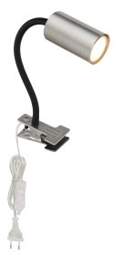 Kryptinis šviestuvas GLOBO Robby, GU10, 1x25W, 230V, prisegamas, su jung. ant 1,5m laido, metalinis, juodos, matinio nikelio sp., 100x415x290 mm, 57911K