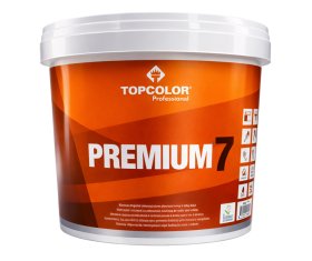 Vandeniniai vidaus dažai TOPCOLOR Premium 7, 5 l, balti, matiniai, ypatingai atsparūs plovimui, sienoms