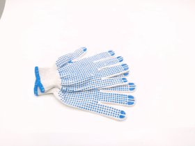 Pirštinės HERVIN, XL dydis, balta spalva, medvilninės, megztos, su PVC taškeliais iš abiejų pusių, CE, MP007 (85g)