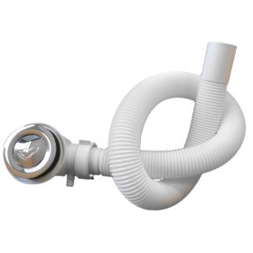 Sifonas dušo kabinai 8004, su uždarymo f-ja, "Klik-klak" tipo dangteliu, lanksčia žarna 100 cm, 190167