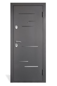 Plieninės durys HELOST MODERNO MS-004, komplekte su stakta, rankena ir furnitūra, dešininės, spalva antracito su dekorais/balta, matmenys 2050 x 860 x 70 mm