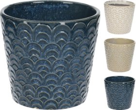 Kambarinis keraminis vazonas, įvairių sp., 17 x 17 x 16 cm.