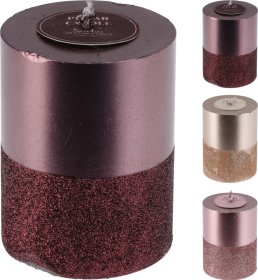 Žvakė, šampaninės, rožinės arba violetinės sp., degimo laikas iki 38 h, 7 x 9 cm