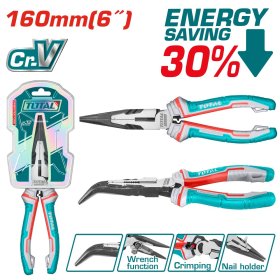 Prailgintos lenktos replės TOTAL, sustiprintos, Cr-V, 160 mm, THT24616S