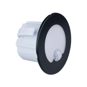 Montuojamas šviestuvas DPM Ycb178B-Pir, laiptų apšvietimui, LED, 1,2W, 4000K, 40 lm, 110', IP20, su judesio davikliu, šviečia 13 sekundžių, juodos sp., apvalus