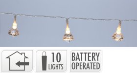 LED girlianda DEIMANTAI, 10 lempučių, šiltai baltos sp., ilgis 1,2 m