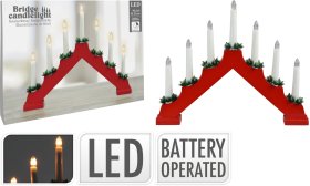 Kalėdinė LED žvakių dekoracija, raudonos sp., 7 lemputės