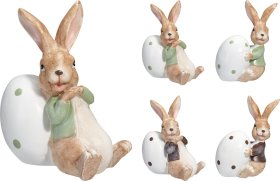 Velykinė dekoracija Triušis, su kiaušiniu, 7,6 cm, 4 skirtingi dizainai