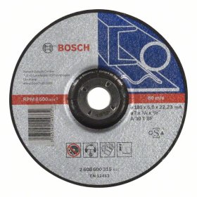 Lenktas rupiojo šlifavimo diskas BOSCH A 30 T BF, 180 mm, 6,0 mm 180x22x6 mm, metalui