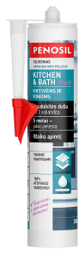 Silikoninis hermetikas PENOSIL Kitchen & Bath Fresh, bespalvis, 310 ml, virtuvės ir vonios