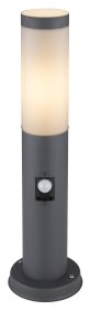 Lauko šviestuvas GLOBO Boston, E27, 1 x 23W, 230V, IP44, su judesio davikliu, pastatomas, nerūdijančio plieno, antracito sp., 127 x 450 mm, 3158AS