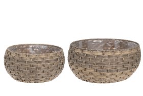 Lauko vazonas 4Living Mocca, pintas, plokščias, rudos sp., 34 x 34 x 16 cm.