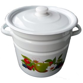 Emaliuotas puodas su dekoru, 12 l