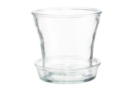 Stiklinis vazonas orchidėjai 4living, su lėkštute, 15 x 15 x 14 cm.