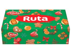 Kosmetinės servetėlės RUTA, 150 vnt., 2 sluoks., kalėdinėje dėžutėje