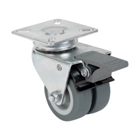 Pasukamas dvigubas ratukas WALTECO, d-50 mm, su plokštele, su stabdžiu, apkrova 70 kg