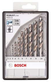 Grąžtų metalui rinkinys BOSCH Robust Line 10 HSS-G, 1-10 mm, 10 vnt.