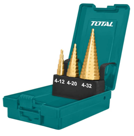 Pakopinių grąžtų rinkinys TOTAL, 3 vnt., HSS, 1 2mm, 20 mm, 32 mm, TACSD2031