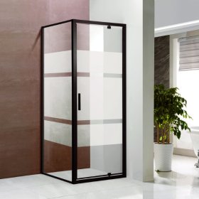 Dušo kabina VENTO Toskano, 90 x 90 x 195, juodas profilis, stiklas 6 mm  "Easy Clean", be padėklo