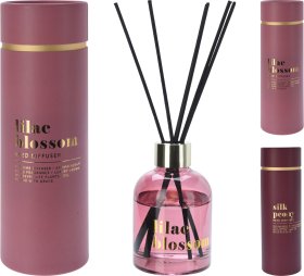 Namų kvapas, su lazdelėmis, 2 skirtingi kvapai: šilkinis bijūnas/alyvų žiedai, 100 ml