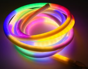Šviesos diodų juostos komplektas SPECTOR LIGHT 17526S Neon, LED 5m, 9W/m, IP44, RGB neoninė šviesa, 24V, 60 LED/m , komplekte 22 mygtukų pultas, transformatorius iš 220V į 24V