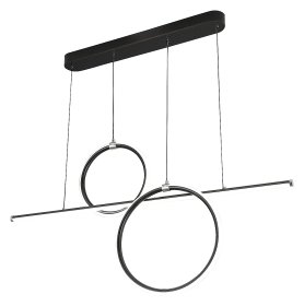 Pakabinamas LED šviestuvas RABALUX Willow, 48W, 230V, 4000K, 2760 lm, IP20, metalinis, matinės juodos sp., 1110 x 1470 x 70 mm, 6970