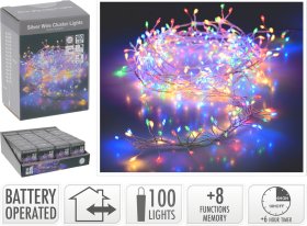 LED girlianda, 100 lempučių, įvairių sp.