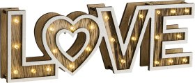 Stalinis nakties šviestuvas GLOBO Love, 24LED 0,06W 3V 3xAA elementai komplektacijoje, plastikas, medis, su jungikliu, 300 x 32 x 100 mm, 29976