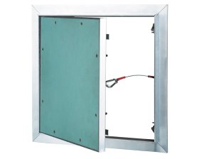 Revizinės durelės VENTS, 400 x 400, su aliuminio profiliu, gipsinės, DG1400400