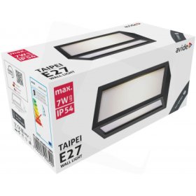 Lauko šviestuvas AVIDE Taipei At-8500, E27, max 7W, 220-240V, IP54, sieninis, baltos/juodos sp., 110 x 250 x 105 mm