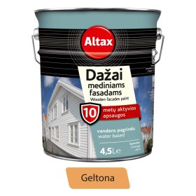 Vandeniniai dažai ALTAX, mediniams fasadams, geltoni, 4,5 l